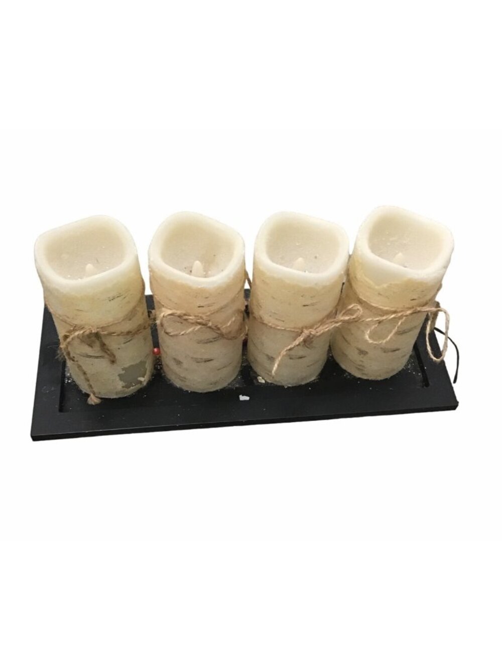 DECORATIVE TRAY HOLDER WITH 4 CANDLES BATTERY OPERATED (BATTERIES NOT INCLUDED)